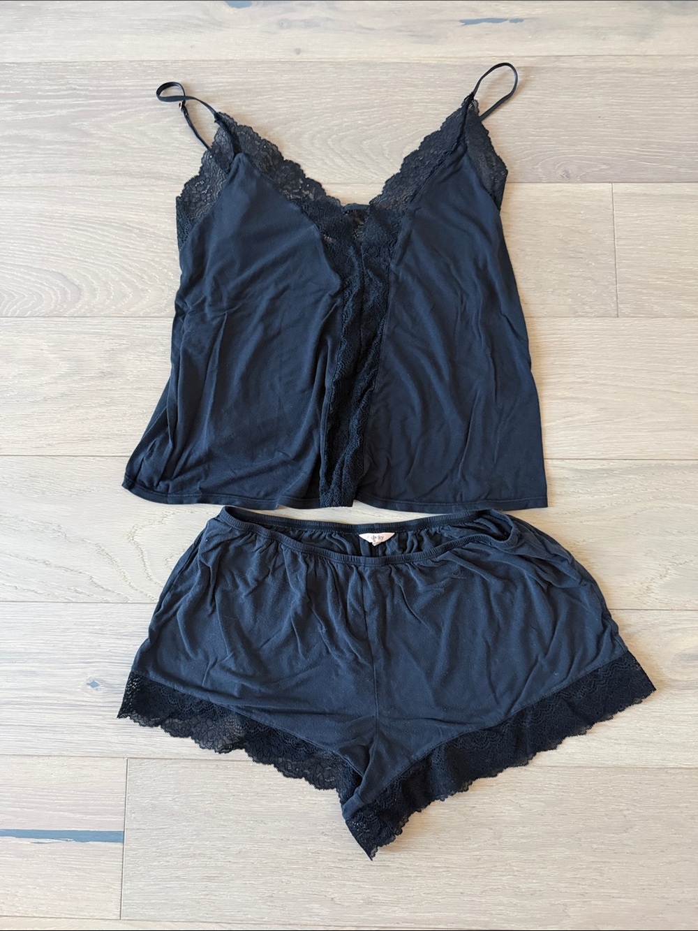 Eberjey Black Lace-Trim Camisole & Shorts Sleep Set